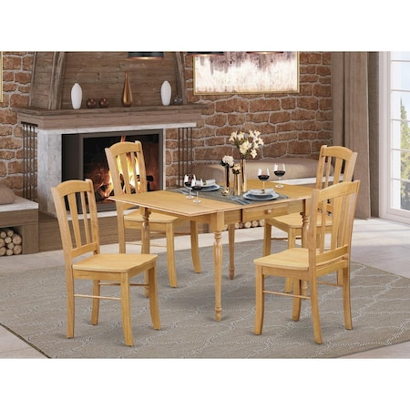 East West Furniture 5 Piece Monza Dining Room Table Set - Oak MZDL5-OAK-W